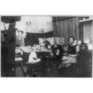  Family in crowded living quarters in Essen,Germany,during 