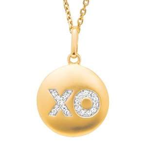   14KT Yellow Diamond .10CT Hugs and Kisses (XO) Disc Pendant Jewelry