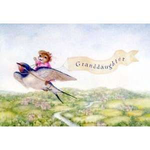   Granddaughter Birthday Greeting Card Flying on Bird 