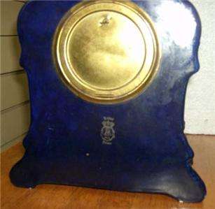 Antique Ansonia working mantle clock Cobalt blue Royal Bonn china case 