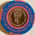 Old $1 COMMERCE CASINO Casino Poker Chip Vintage BJ Mold Commerce CA
