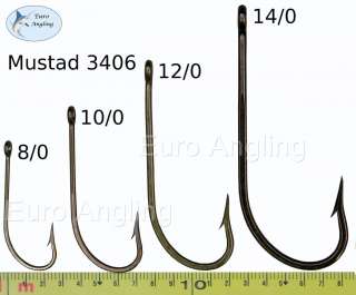 MUSTAD 3406 8/0 10/0 12/0 14/0 SKATE/CONGER/SHARK HOOKS  