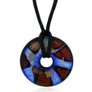   Murano Glass Sterling Silver Red, Gold And Blue Oval Pugster Jewelry