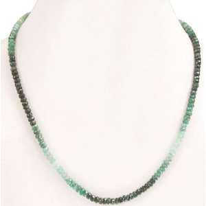   Designer Single Strand Natural Shaded Emerald Beaded Necklace Jewelry