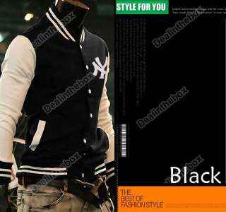 Mens Trendy Designed NY Baseball Slim Fit Coat Jacket Outerwear 