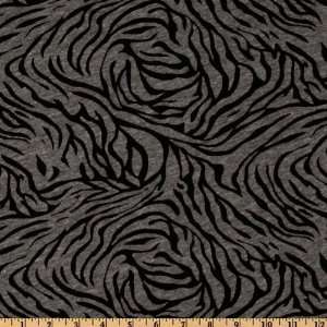 60 Wide Cotton Blend Jersey Knit Tiger Heather Grey/Black Fabric By 