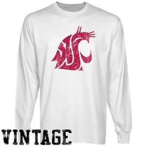 NCAA Washington State Cougars White Distressed Logo Vintage Long 