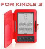 Red Leather Case Cover for Ebook  Kindle 3 3G  