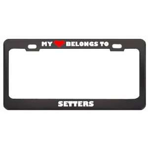 My Heart Belongs To Setters Animals Metal License Plate Frame Holder 