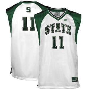  Spartans #11 White Courtside Basketball Jersey