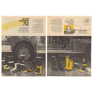  1975 Servus Rubber Fire Boots 2 Page Print Ad