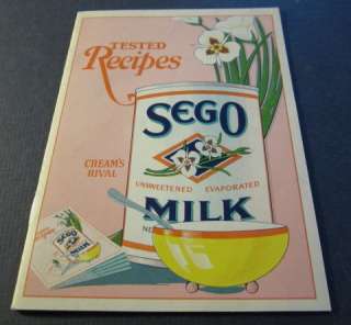 Old c.1920s SEGO Evaporated MILK   Book of Recipes   Advertising 