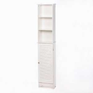   Cottage White Tall Storage Cabinet Shelf Unit