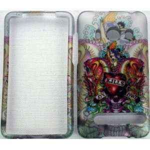 HTC EVO 4G TATTOO SNAKE&BEAUTY WHITE CASE/COVER WITH METALLIC 3D 