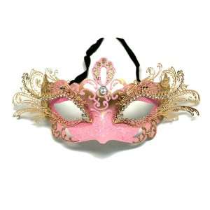  Pink Decorative Metal Venetian Half Mask