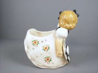 Vintage Royal Sealy Figural Little Girl Vase Planter Figurine Orange 
