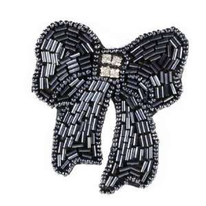  Beaded Bow Brooch Gunmetal By The Each Arts, Crafts 