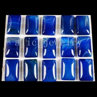 25x16x6mm 15Pcs Blue Onyx Agate Rectangle CAB Y01712  