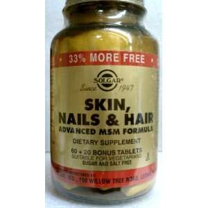  Solgar Skin, Nails & Hair Advanced MSM Formulas Bonus 80 