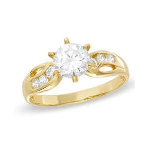 Cubic Zirconia Engagement Wave Ring in 10K Gold   Size 7 5mm CZ BRIDAL 