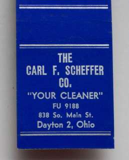 1950s Matchbook Carl F. Scheffer Co. Cleaner Dayton OH  