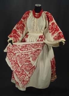 CROATIAN hand embroidered folk costume Posavina blouse apron dance 