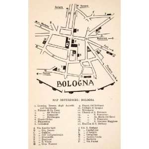 1928 Print Map City Bologna Italy Europe Ferrara Modena Ravenna Forli 