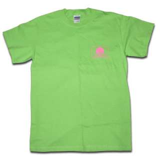 Seal Of Cotton Logo T Shirts   Color Lime Green With Pink Logo  