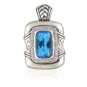 Scott Kay Sterling silver Blue Topaz Diamond Pendant
