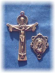 Immaculate Heart of Mary Bronze Crucifix and Centerpiece   Rosary Set 
