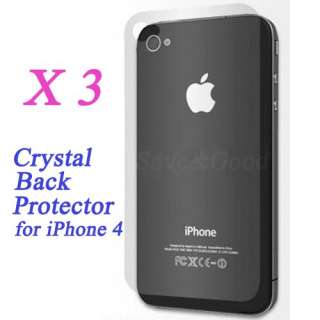 3X iPhone 4 4G Clear Crystal Back Screen Film Protector  