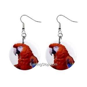 Scarlet Macaw Dangle Earrings Jewelry 1 inch Buttons 12409528