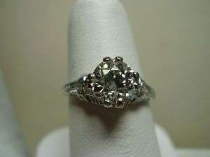 Vintage 1 cwt Diamond Ring 18K White Gold Setting  