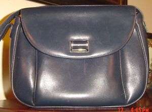 Vtg Salvatore Ferragamo Navy Blue Leather Shoulder Bag  