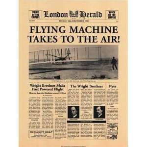 Flying Machine Takes To The Air by London Herald. Size 12.00 X 16.00 