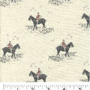    45 Wide FOX HUNT   RED Fabric By The Yard Arts, Crafts & Sewing