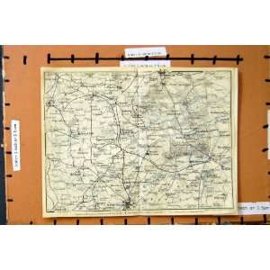  1910 MAP GREAT BRITAIN MANSFIELD WORKSOP OLLERTON