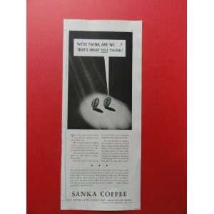 Sanka Coffee, 1934 print ad (Were not twins)Orinigal Magazine Print 