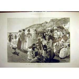 1899 Beach Sandown Isle Wight People Crowd Children 