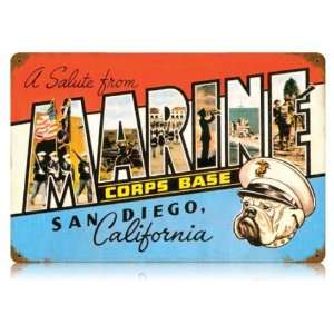 San Diego Marine Allied Military Vintage Metal Sign   Garage Art Signs