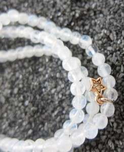 NEW Dara Ettinger Inspired 3 Strand Moonstone Bead Bracelet & Druzy 