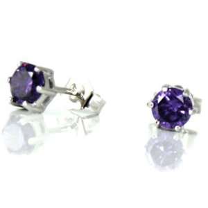 Dazzling 6mm round claw set purple cubic zirconia styled in stirling 