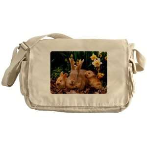  Khaki Messenger Bag Spring Easter Rabbits 