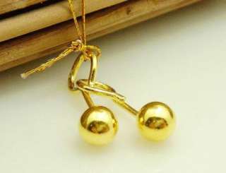 100% Solid 24K Yellow Gold Stud Earrings / ball  