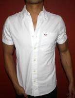 NEW HOLLISTER HCO MUSCLE SLIM FIT RUGBY POLO BUTTON OXFORD WHITE SHIRT 