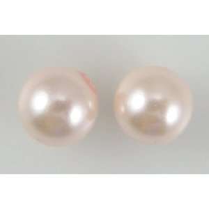  8mm pink shell pearl round beads half drilled earrings 