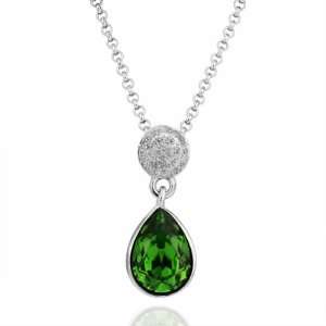  White Gold Crystal Teardrop Love 18k Gold Plated Necklace 