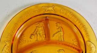 Lot 3pc Amber Glass Divided Plates See Saw Margery Daw  