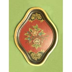  HAND PAINTED Decorative Tray with Roses Motif and Golden 