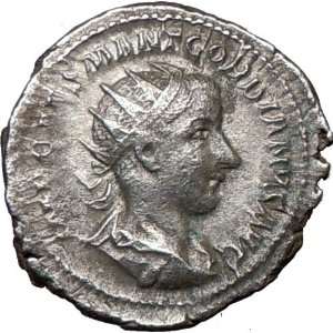  GORDIAN III sacrificing over altar 240AD Authentic Silver 